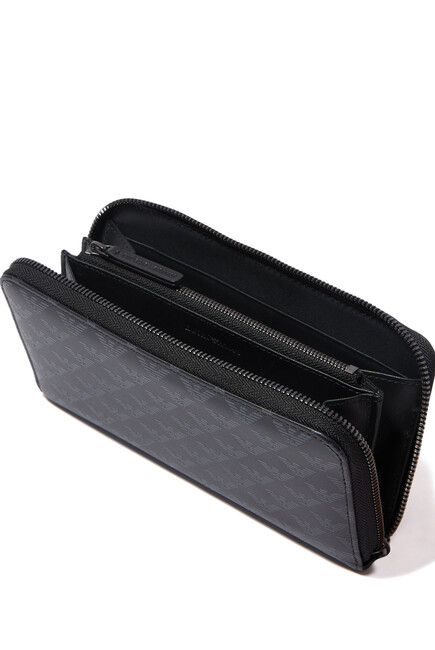 Eagle Monogram Zip-Around Leather Wallet
